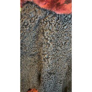 Leather Coat with dyed Lambs wool collar